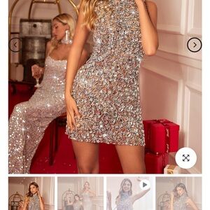 Dazzling Backless Silver Dress